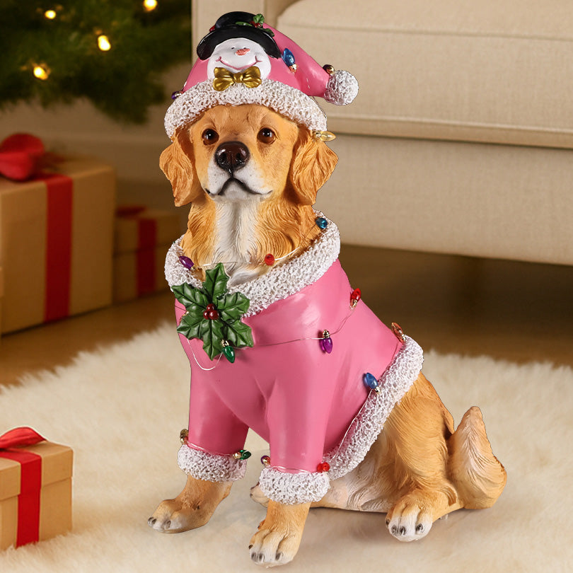 Christmas Golden Retriever Statue
