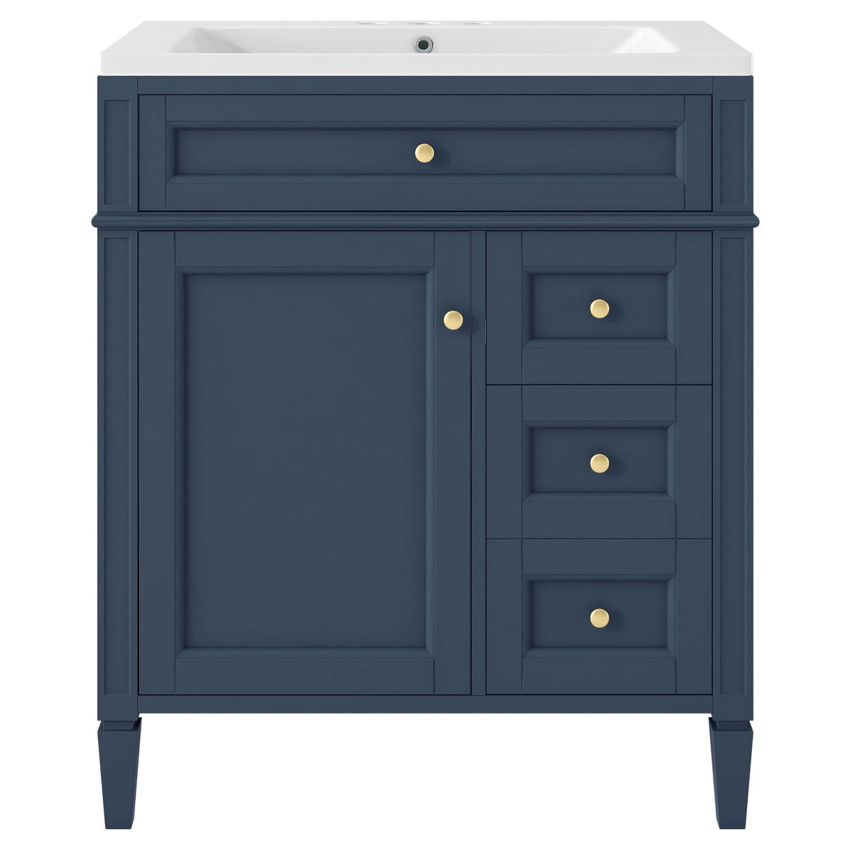 Bathroom Vanity With Top Sink, 2 Drawers and Tip Out Drawer