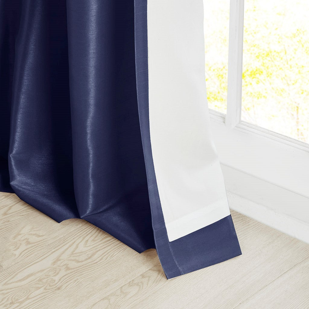 Twist tab lined window curtain panel navy 50x120"
