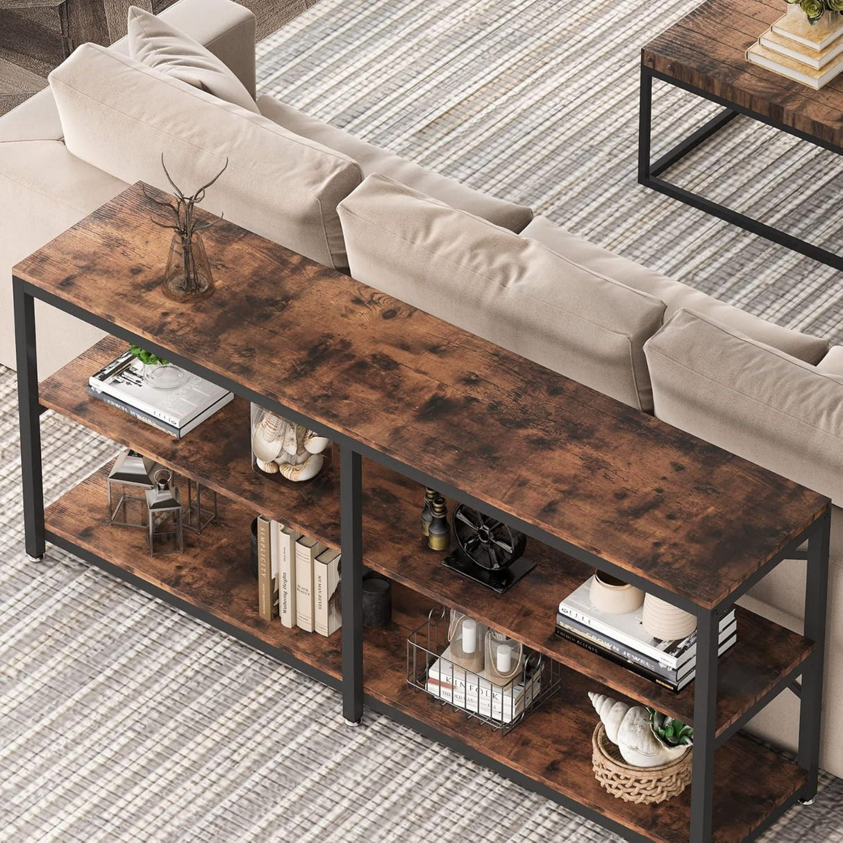 Console Table With X Back Design, Extra Long Storage