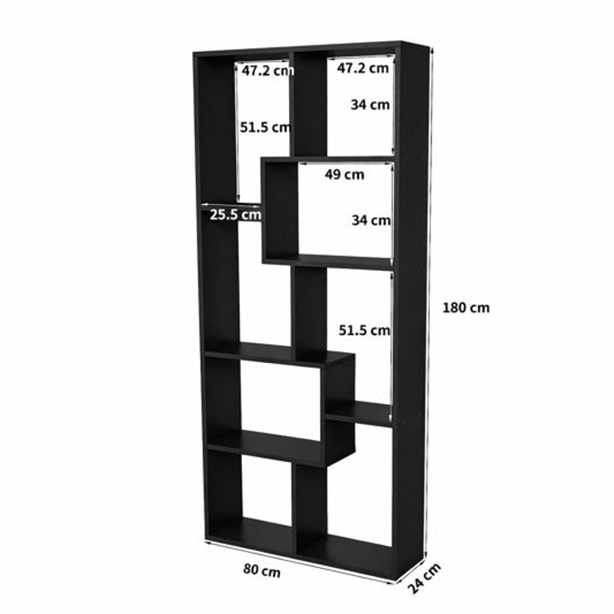 Asymmetrical Display Shelf & Bookcase, 5 Tier
