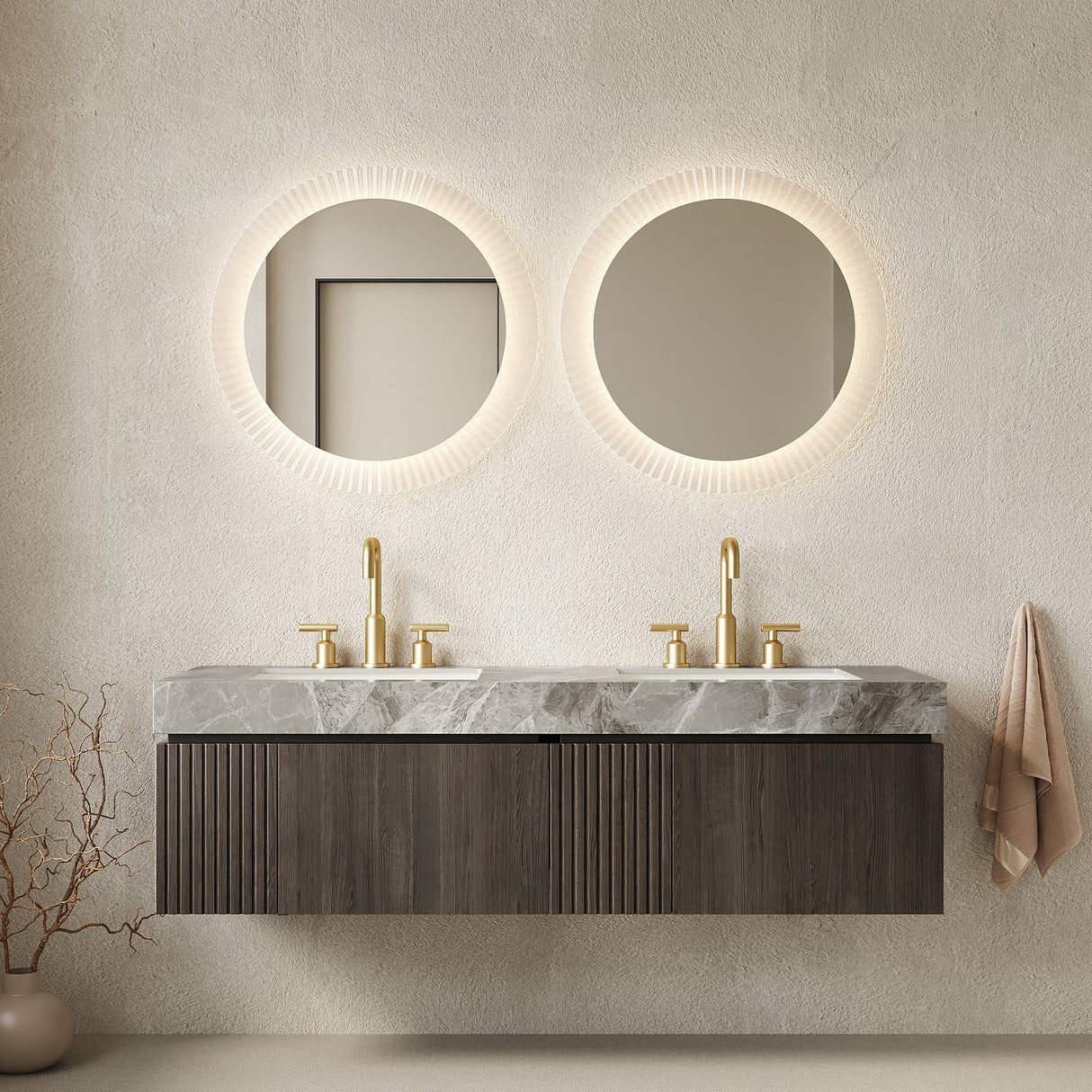 MURI 60" Bathroom Vanity & Sink, Floating Plywood Storage Cabinet