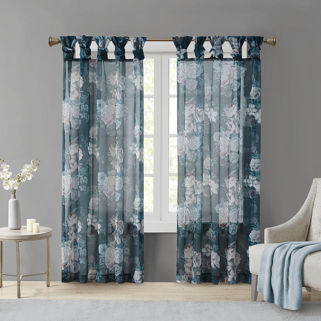 Printed-Floral-Twist-Tab-Top-Voile-Sheer-Curtain-Window-Curtains