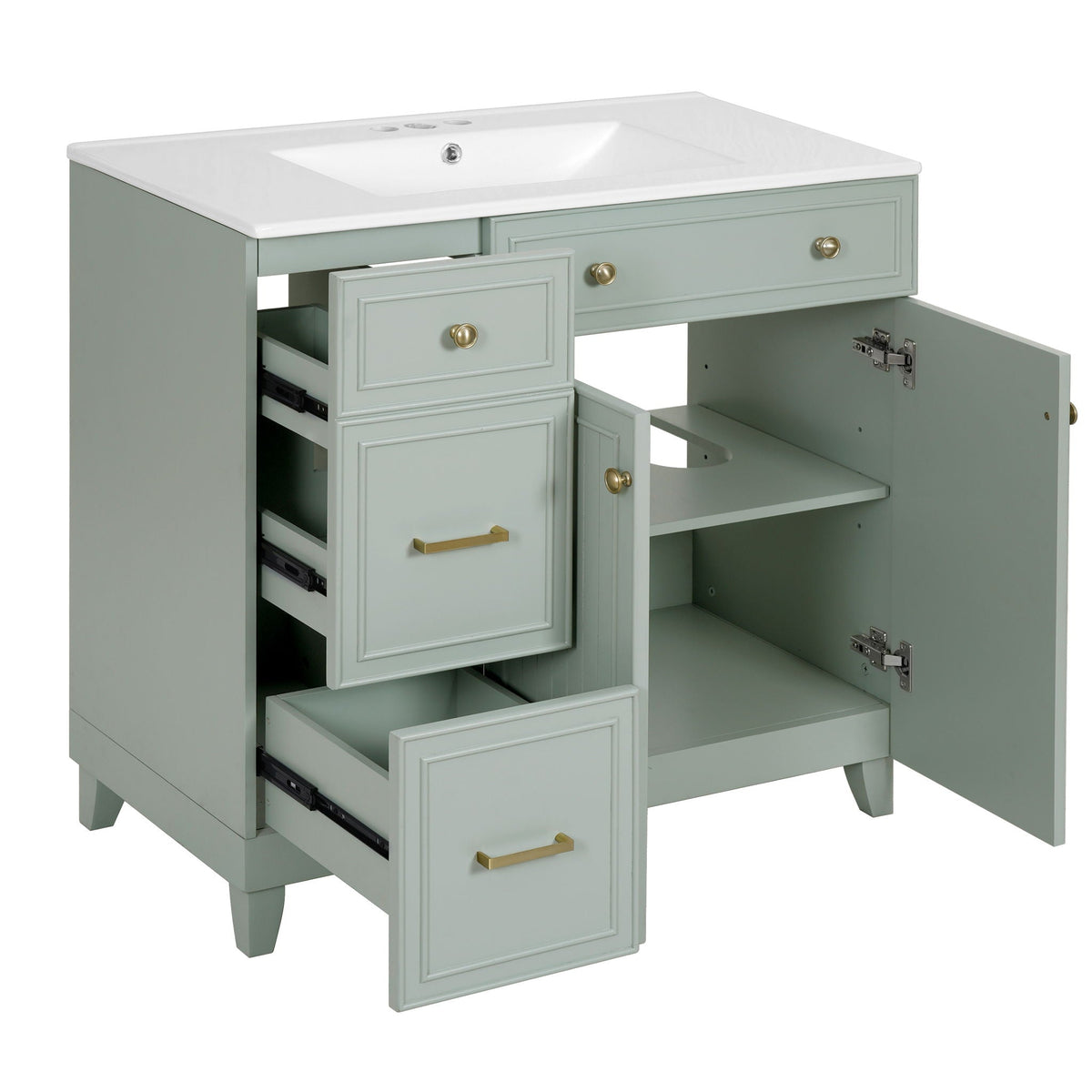 Bathroom Vanity With Sink, Soft Close Doors, Adjustable Shelves
