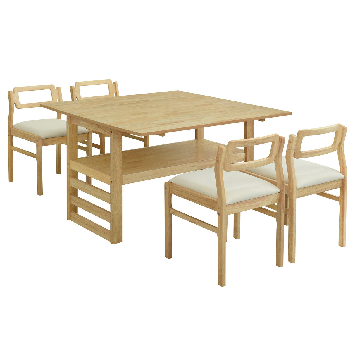 TOPMAX Modern 5-Piece Extendable Wood Dining Table Set