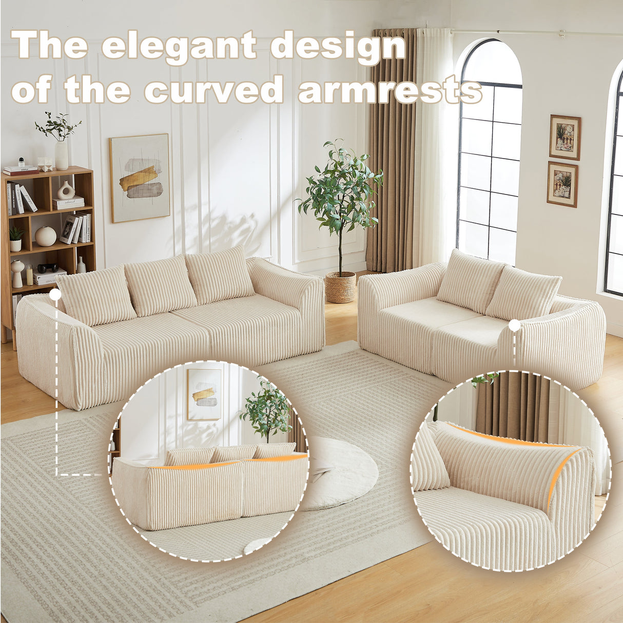 Minimalist 3+2 Seater Corduroy Sofa Set