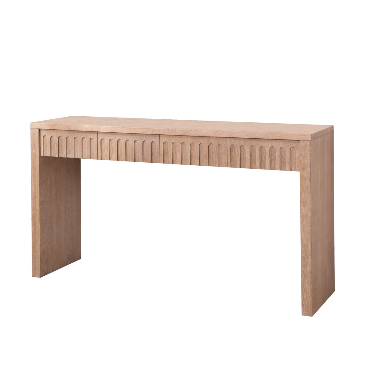 Modern Console Table with 4 Drawers – 59.2 Entryway Table in Natural Wood Finish