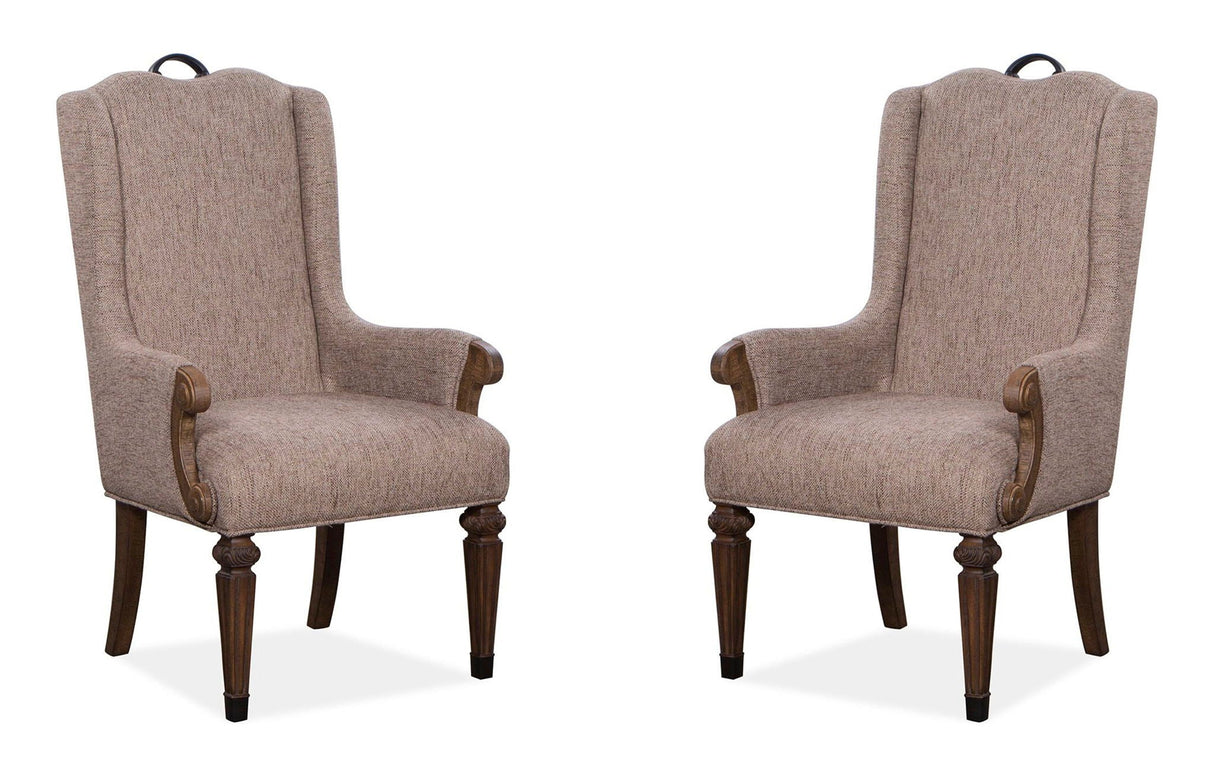 Durango - Wood Upholstered Host Arm Chair (Set of 2) - Willadeene Brown