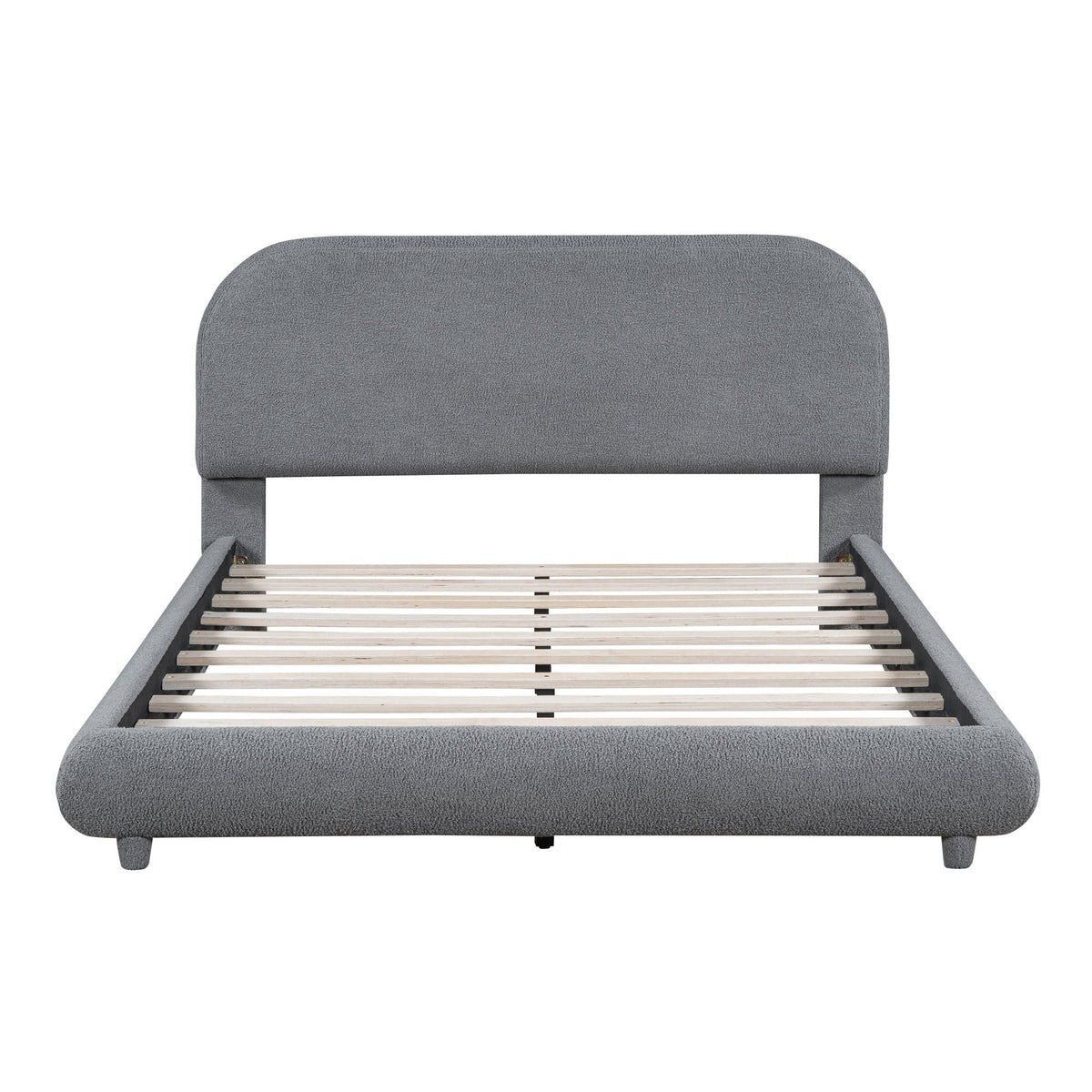 Upholstered Platform Bed With Thick Solid Frame And Stylish Curve-Shaped Design