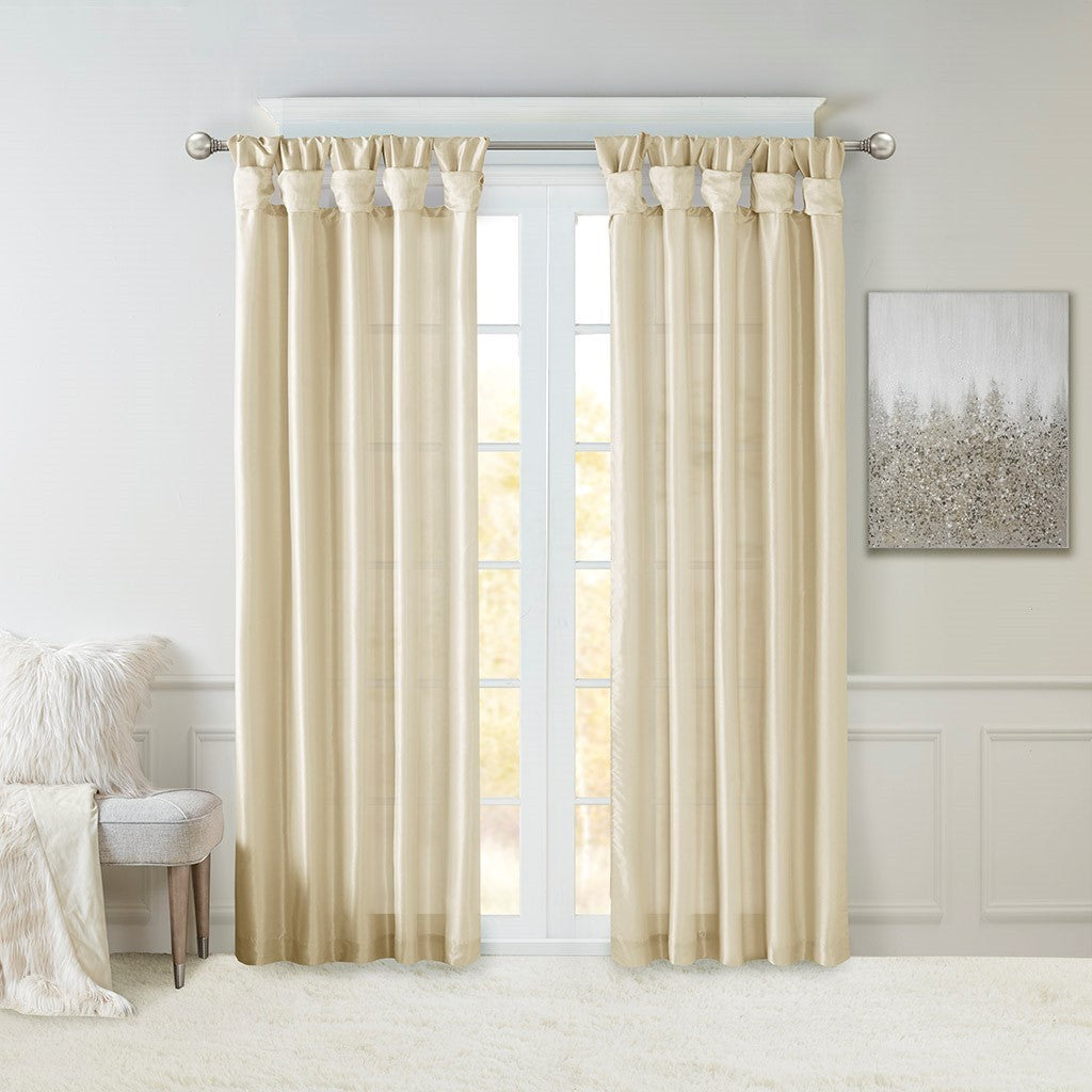 Twist Tab Lined Window Curtain Panel Champagne 50x84"
