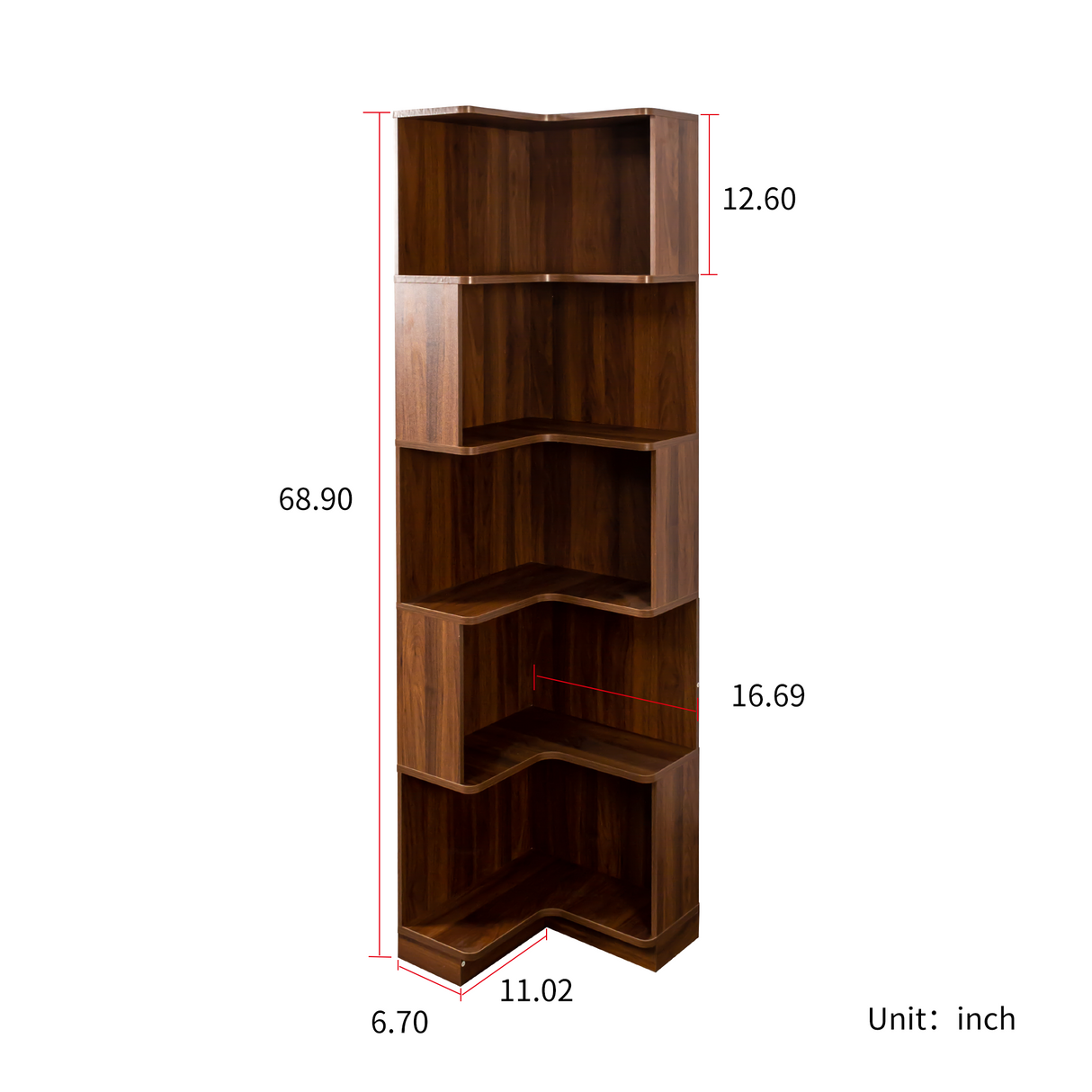 Corner Book Shelf - 5 Tier Corner Bookshelf