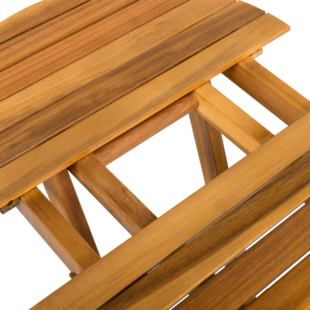 Patio Conversation Set with Foldable Acacia Wood Side Table and Cushions