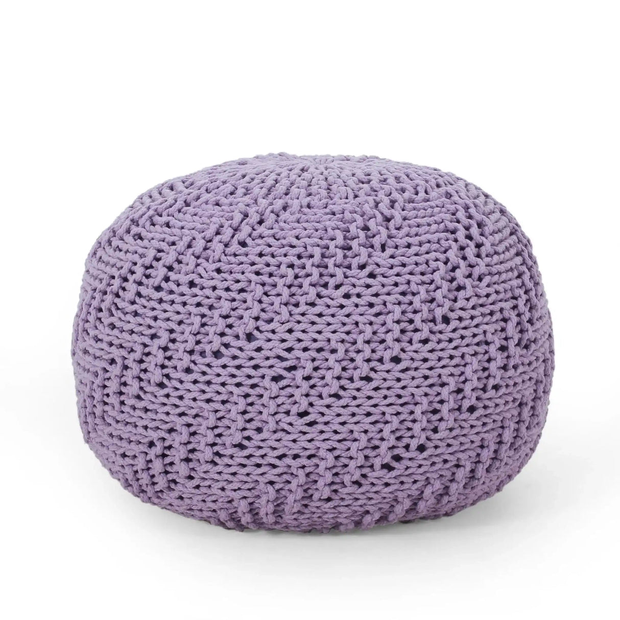 Bordeaux Knitted Cotton Round Pouf Ottoman