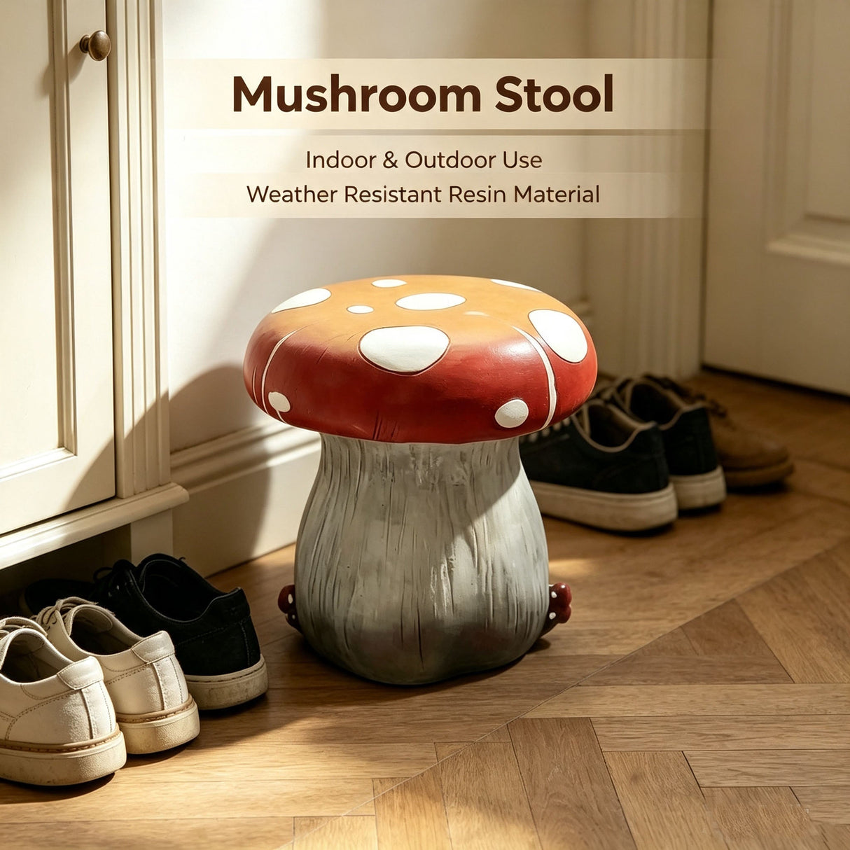 13.4" Oversized Mushroom Statue Stool