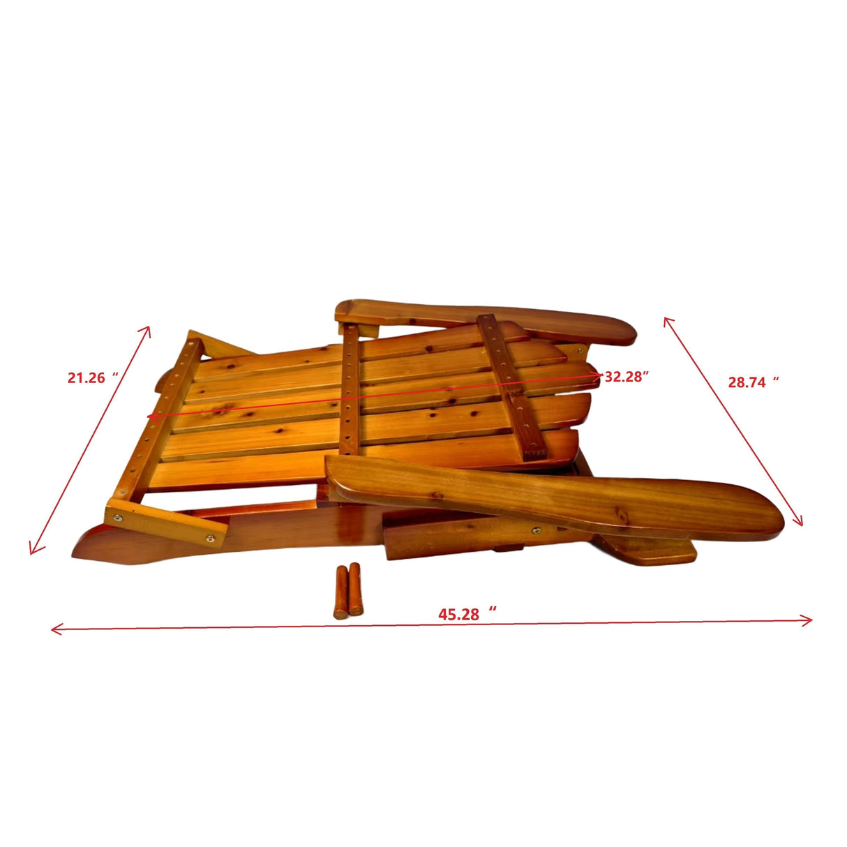 Foldable Solid Wood Adirondack Chair in Oak Finish