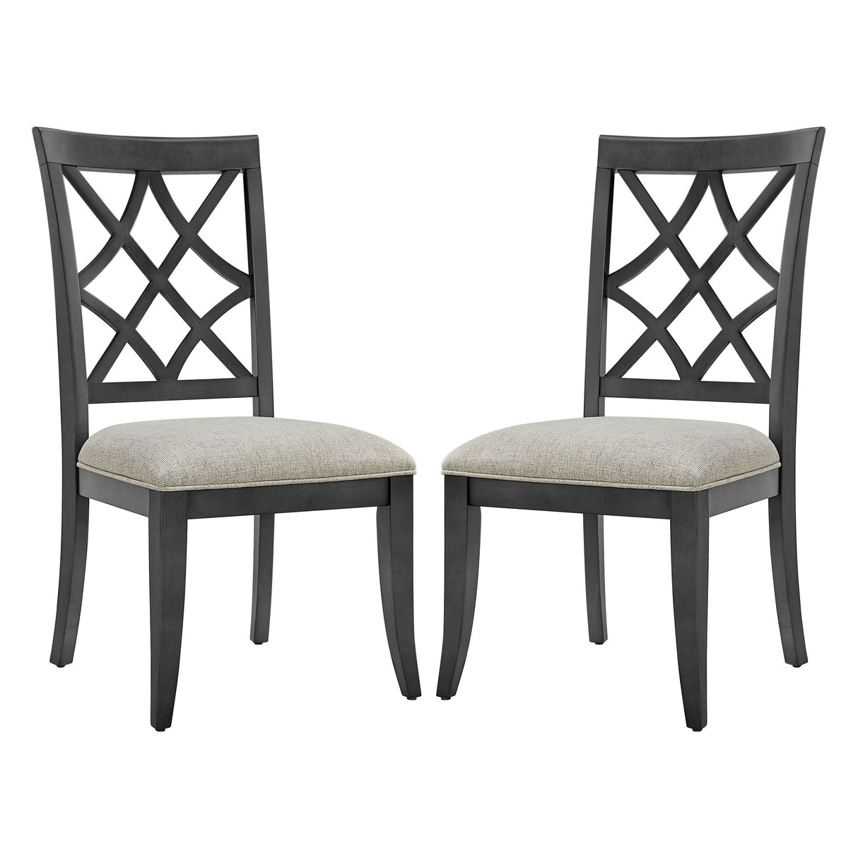 Wooden Lattice-Back Dining Chairs, Set of 2
