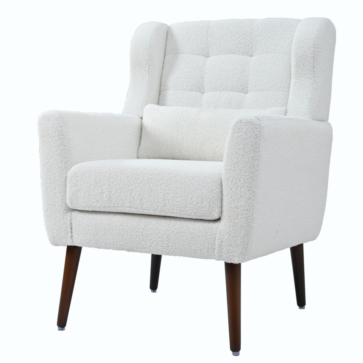 Modern Accent Chair, Arm Chairs For Living Room, Upholstered Mordern Armchair, Comfy Soft Padded Lounge Chair In Small Space, Bedroom, With Pillow, Solid Wood Leg