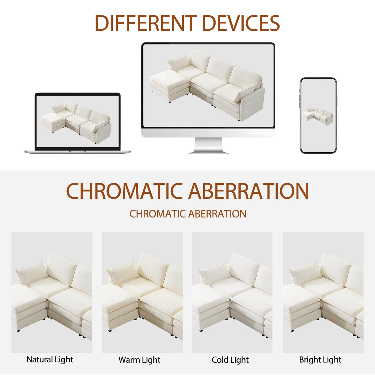 104" Plush Cloud 3 Seater Sofa: Modular Design with Ottoman