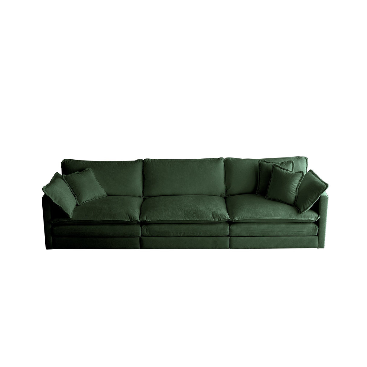 Mid-Century Modern 3-Seater Sofa with Green Chenille Upholstery