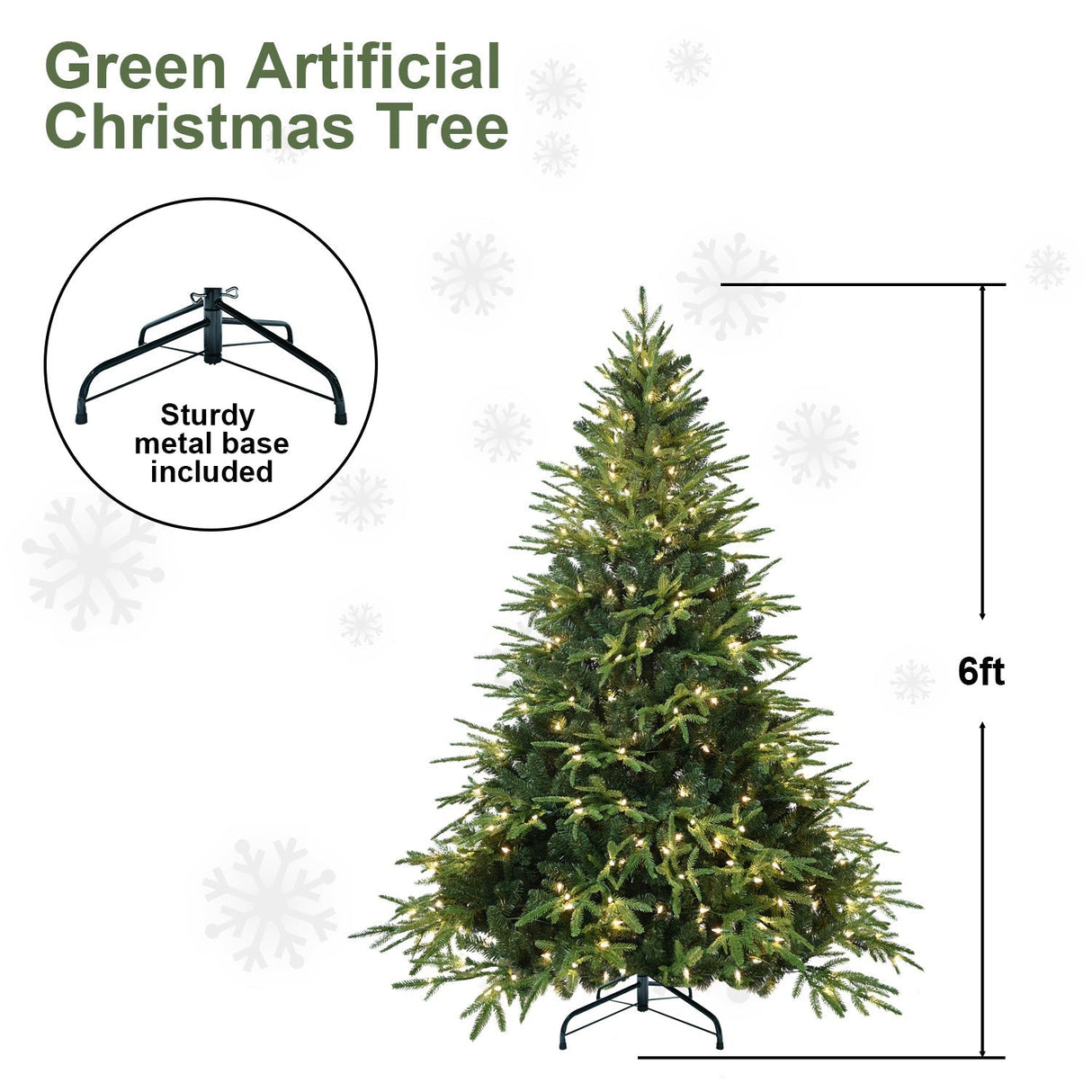 6.5ft Pre-Lit Artificial Christmas Tree with 450 Warm White Incandescent Lights