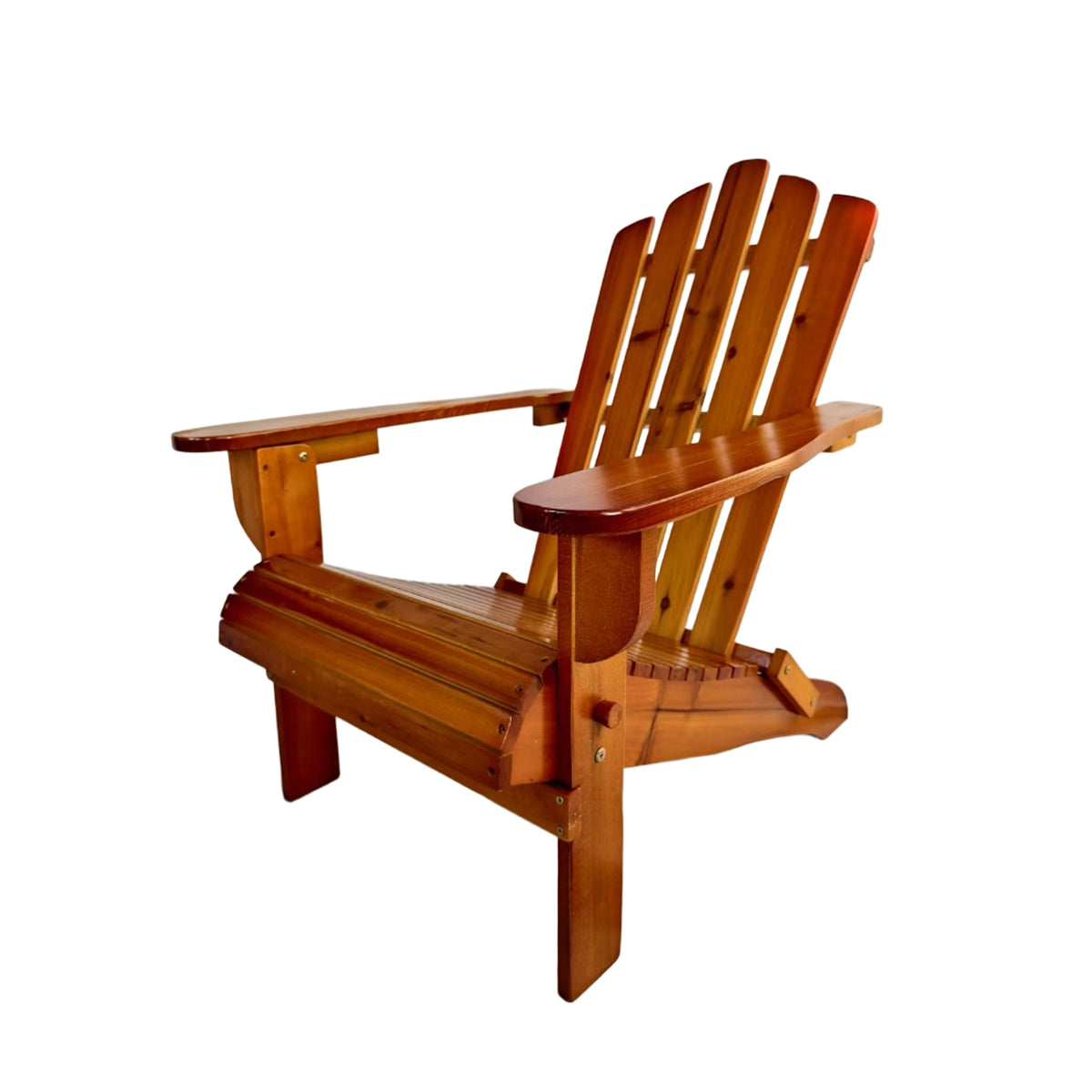 Foldable Solid Wood Adirondack Chair with Classic Design - Oak Finish