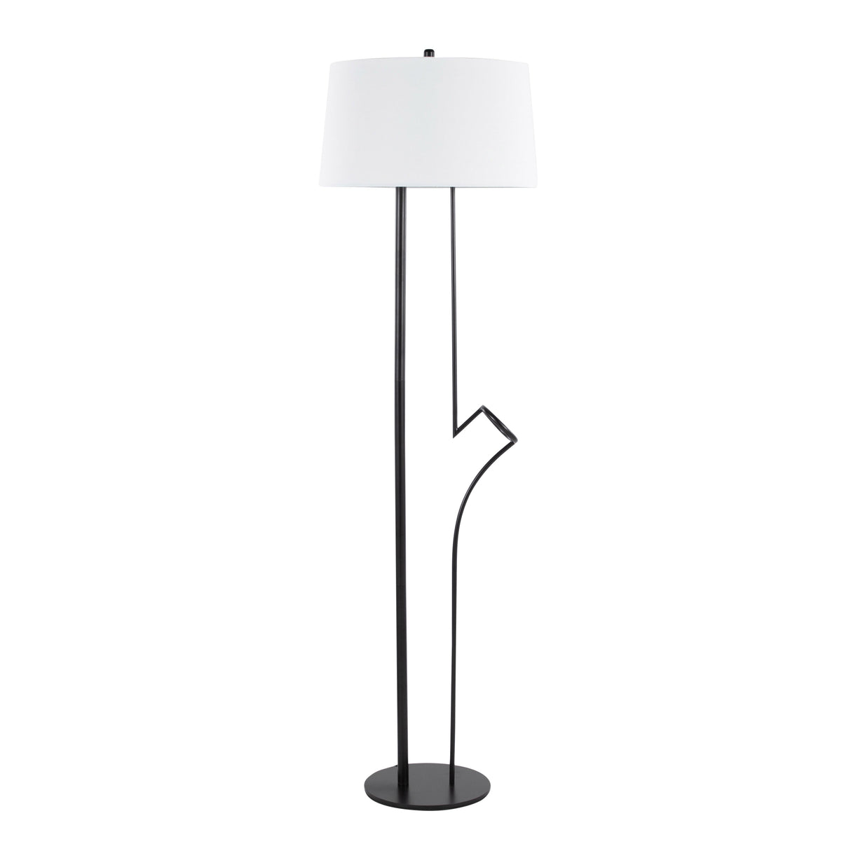 Shadow Contemporary Floor Lamp in Black Steel with White Linen Shade