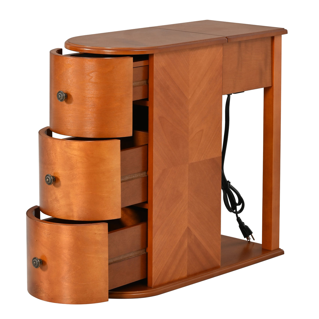 Modern End Table with Hidden Cup Holder Drawer