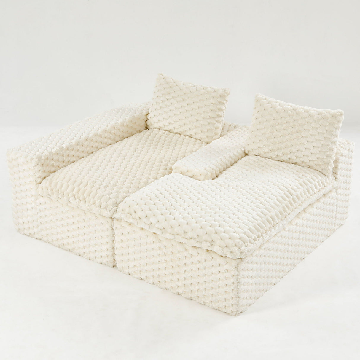 Modular Sofa, Convertible Twin Seat With Chaise Lounge