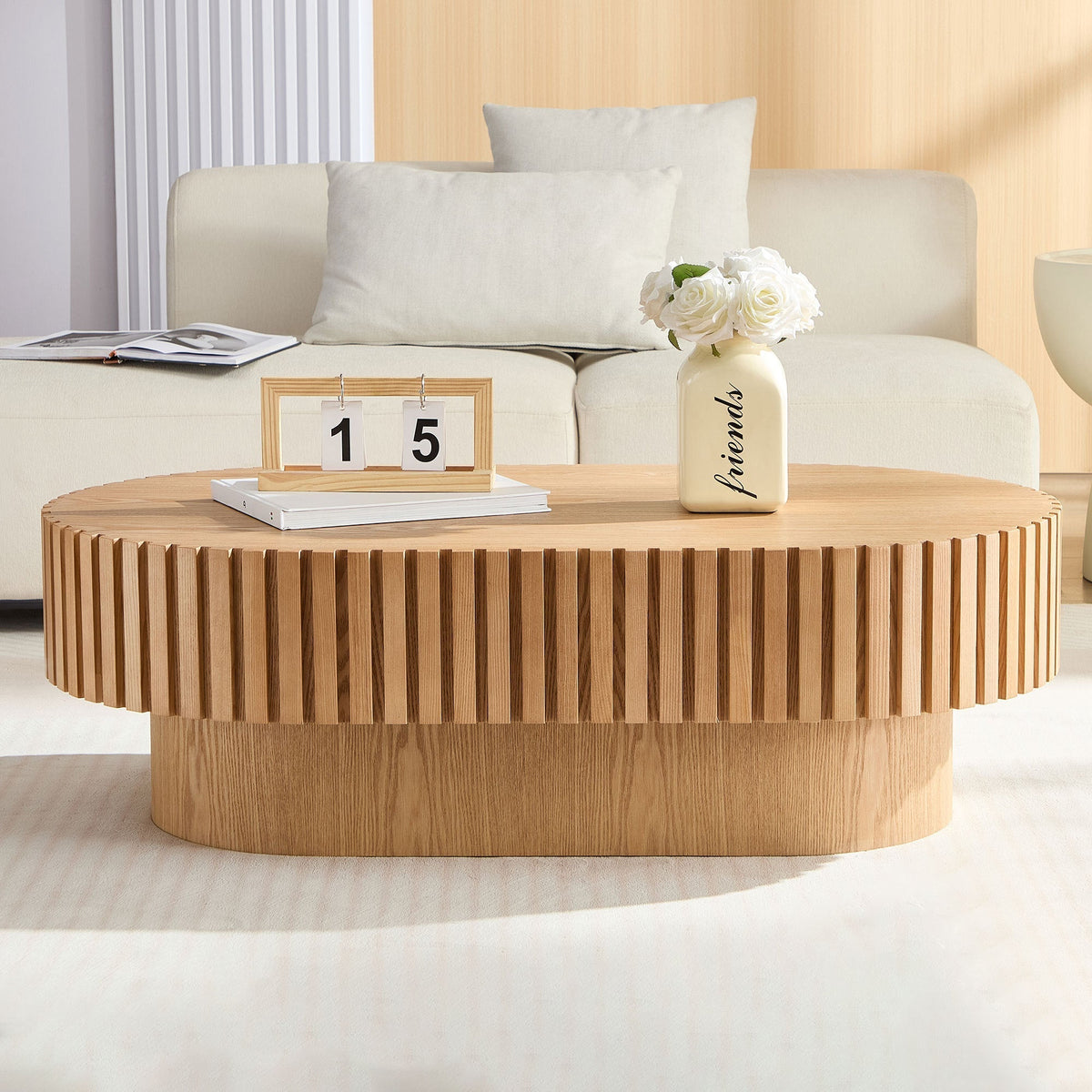 43.7 Inch Modern Handcrafted Drum Coffee Table
