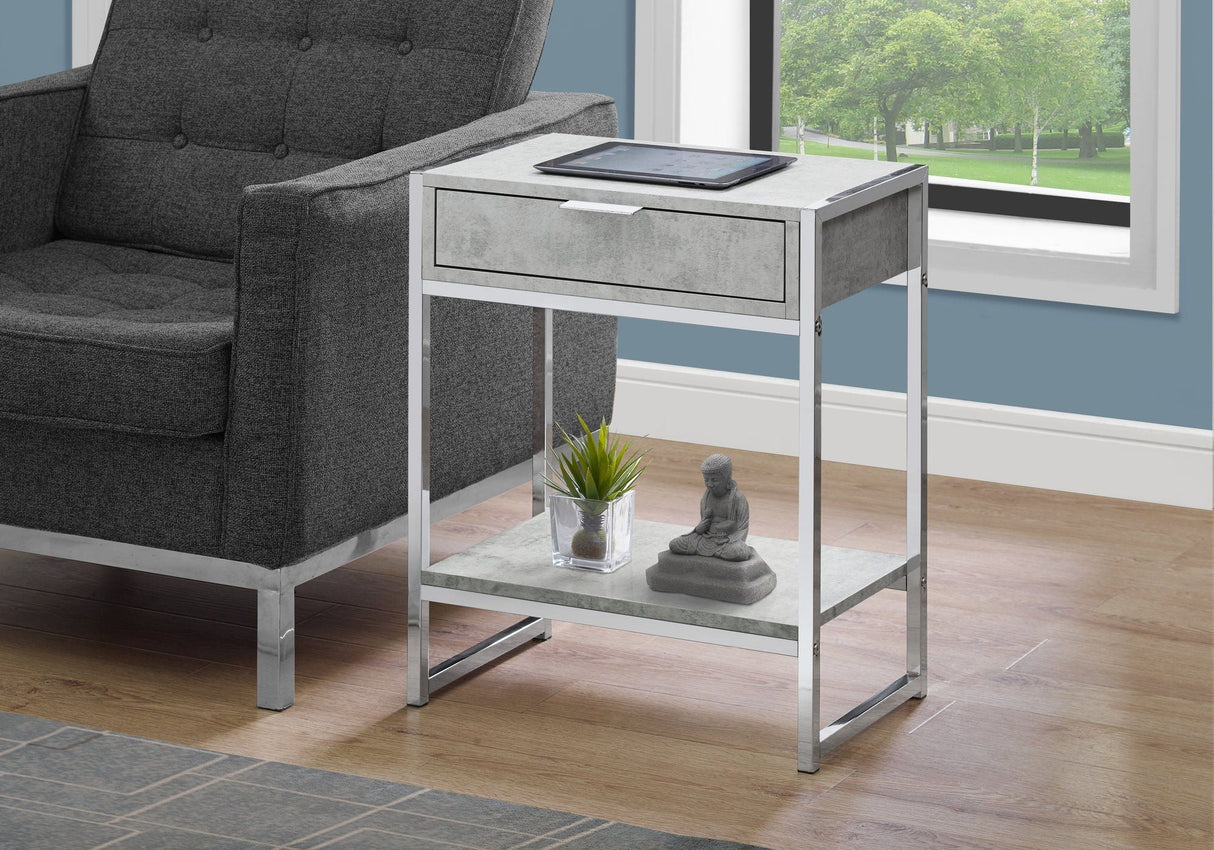 Accent Side Table With Storage Drawer And Spacious Tabletop
