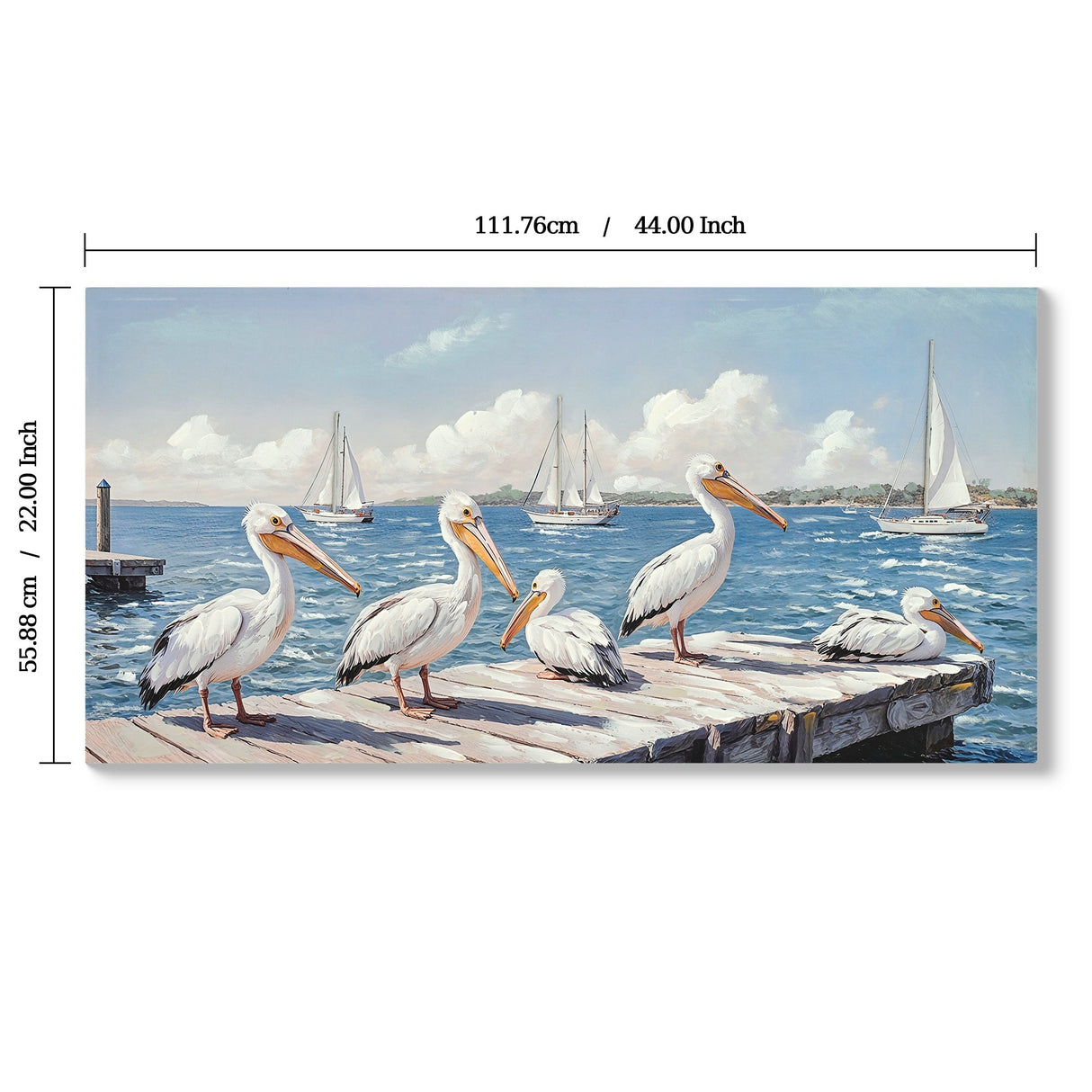 Beach Wall Art - Large Blue Ocean Seagull Canvas