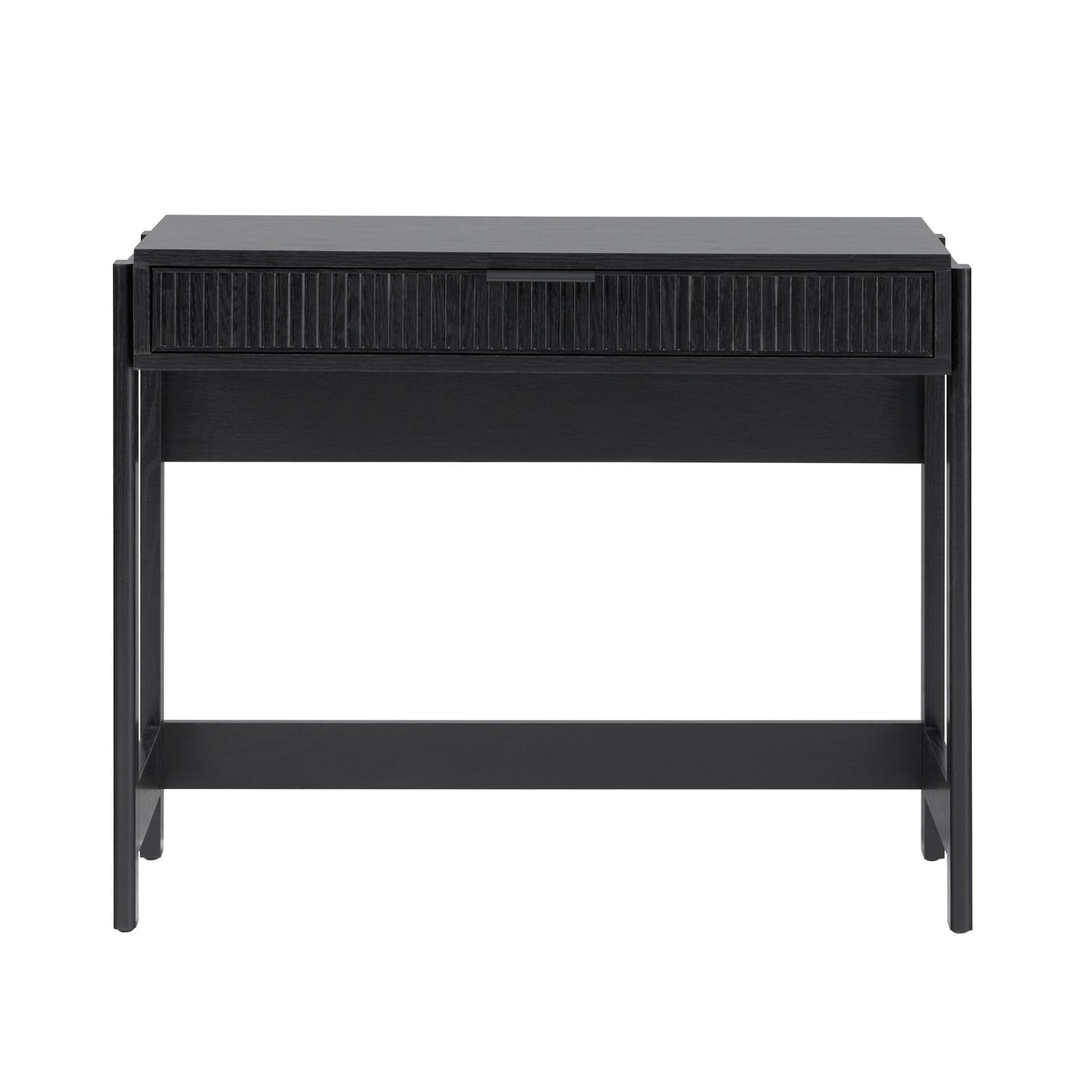 Transitional Reeded Writing Desk with Drawer - Black MDF, 38 Inch Length