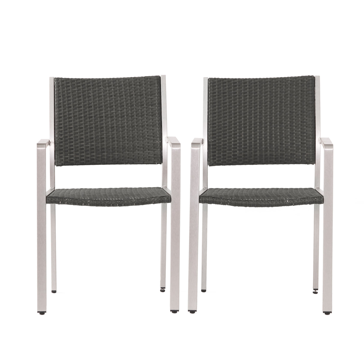 Cape coral outdoor wicker dining chairs , 2-pcs set, grey by christopher knight home