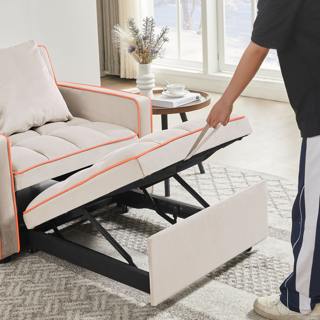 Modern 3 In 1 Sofa Bed Chair, Adjustable Recliner