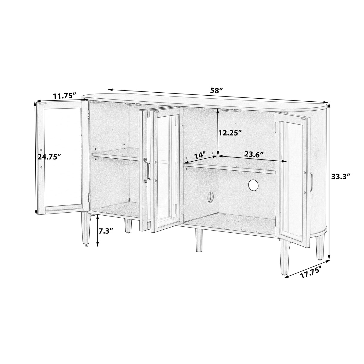 Stylish Large Storage Cabinet with 4 Doors