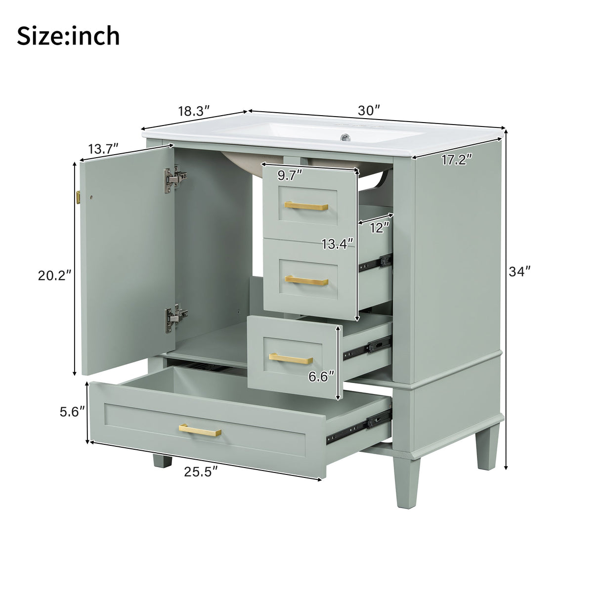 30" Bathroom Vanity with Sink Combo Set