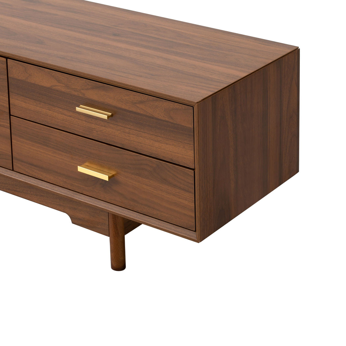 TV Stand With Fluted Doors, 2 Drawers - Walnut