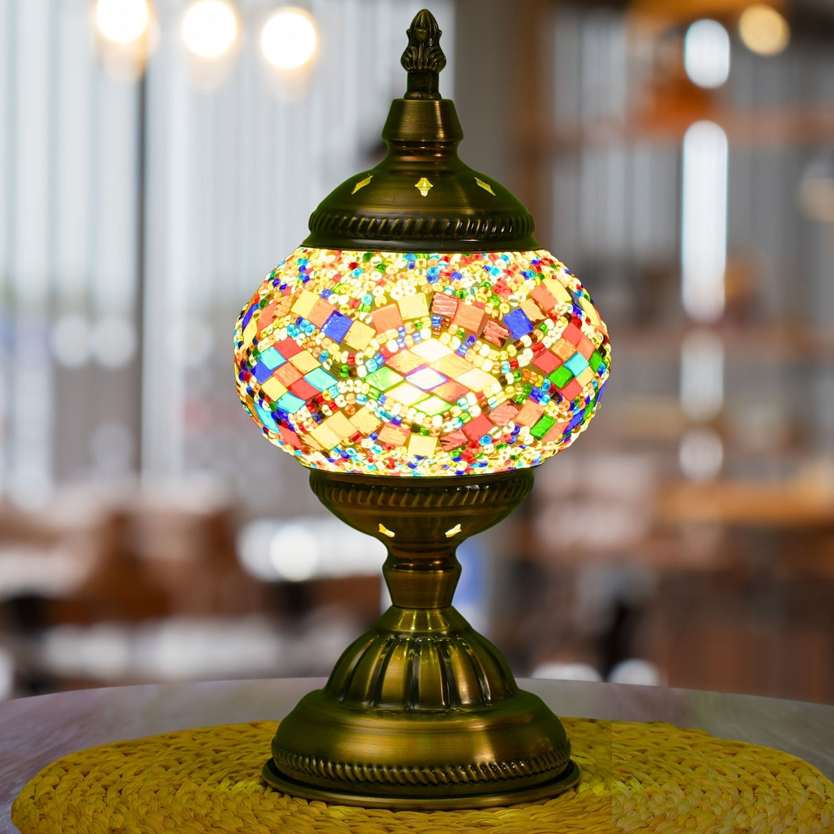 Handmade Turkish Mosaic Lamp – Dimmable Glass Pumpkin Night Light for Bedroom