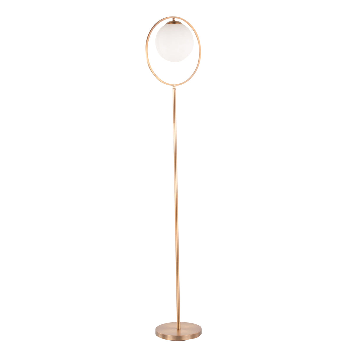 Moon Contemporary Floor Lamp in Gold Metal and Frosted Glass
