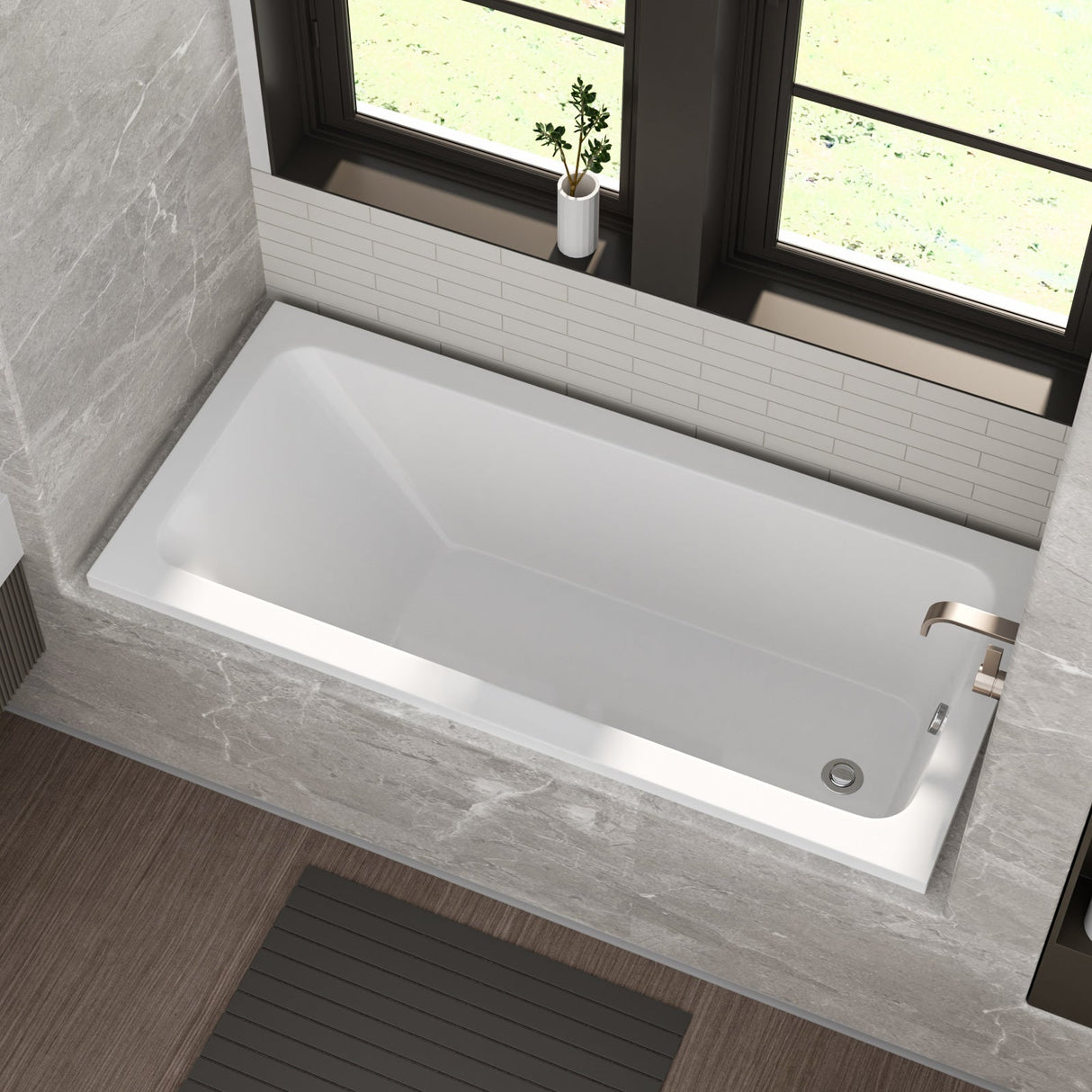 66-Inch Acrylic Built-In Soaking Tub - Glossy