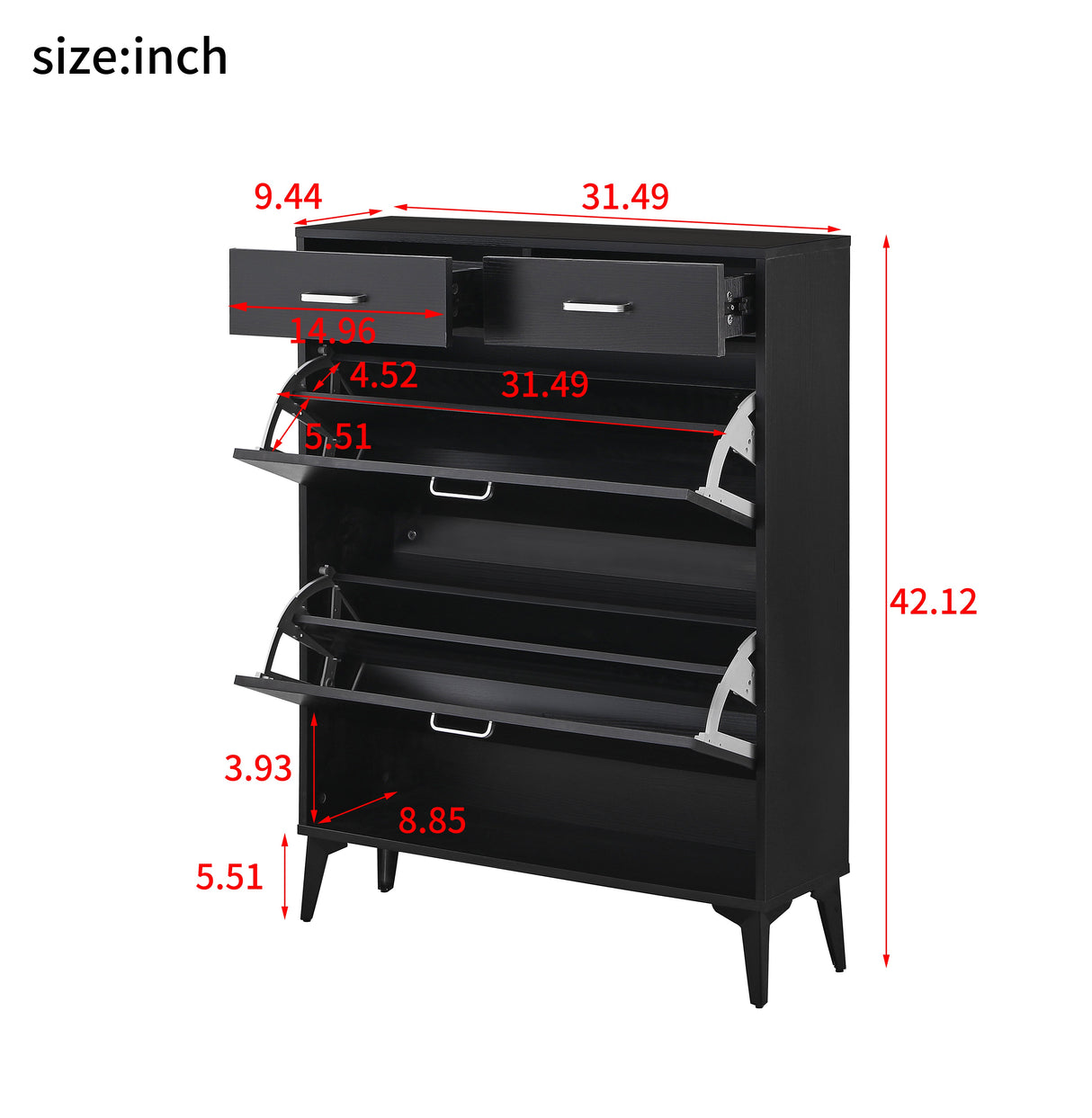 Large Size Shoe Cabinet - Freestanding Tipping Bucket Organizer