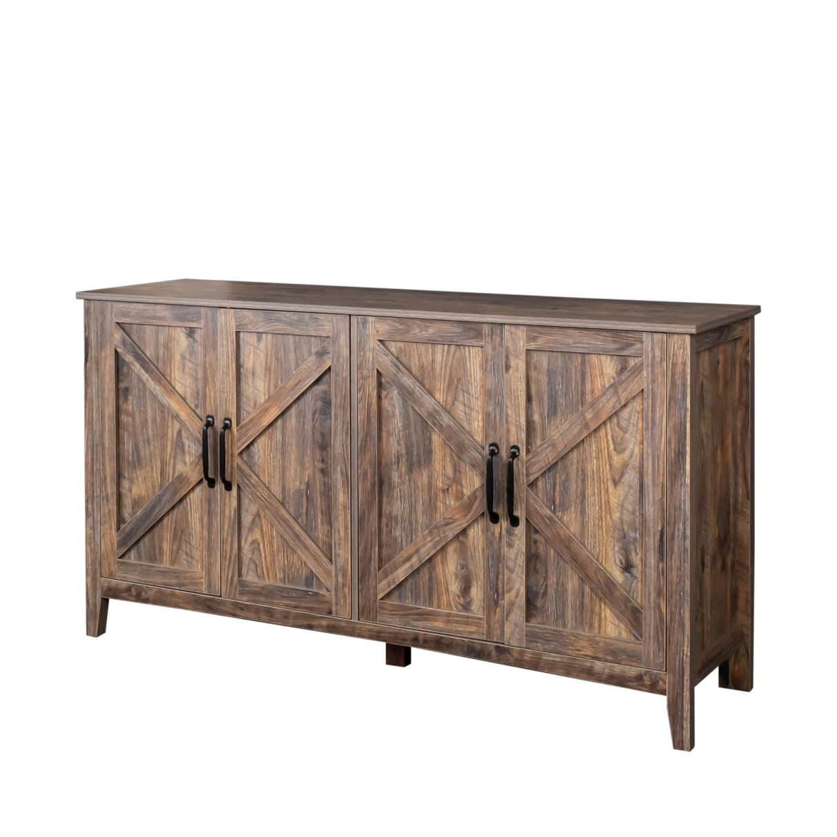 Cabinet with 4 Doors and 4 Open Shelves Freestanding Sideboard