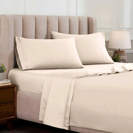 Egyptian Cotton Sateen Sheet Set 1500 Thread Count Ivory - Egyptian Cotton Sheet Set by Superior Brand