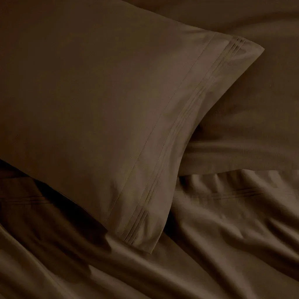 Egyptian Cotton Sateen Sheet Set 1500 Thread Count Mocha - Egyptian Cotton Sheet Set by Superior Brand