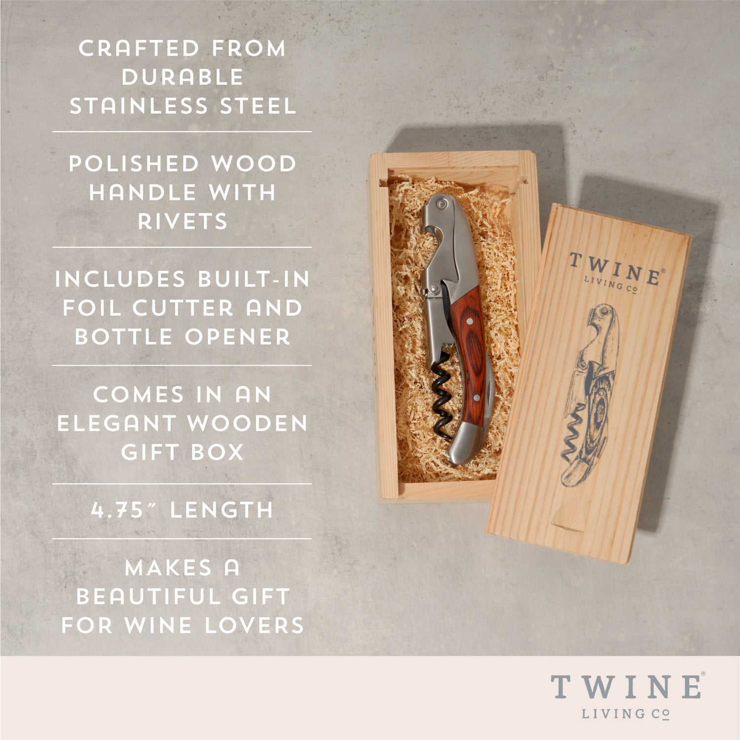 Wooden double hinged corkscrew by twine®