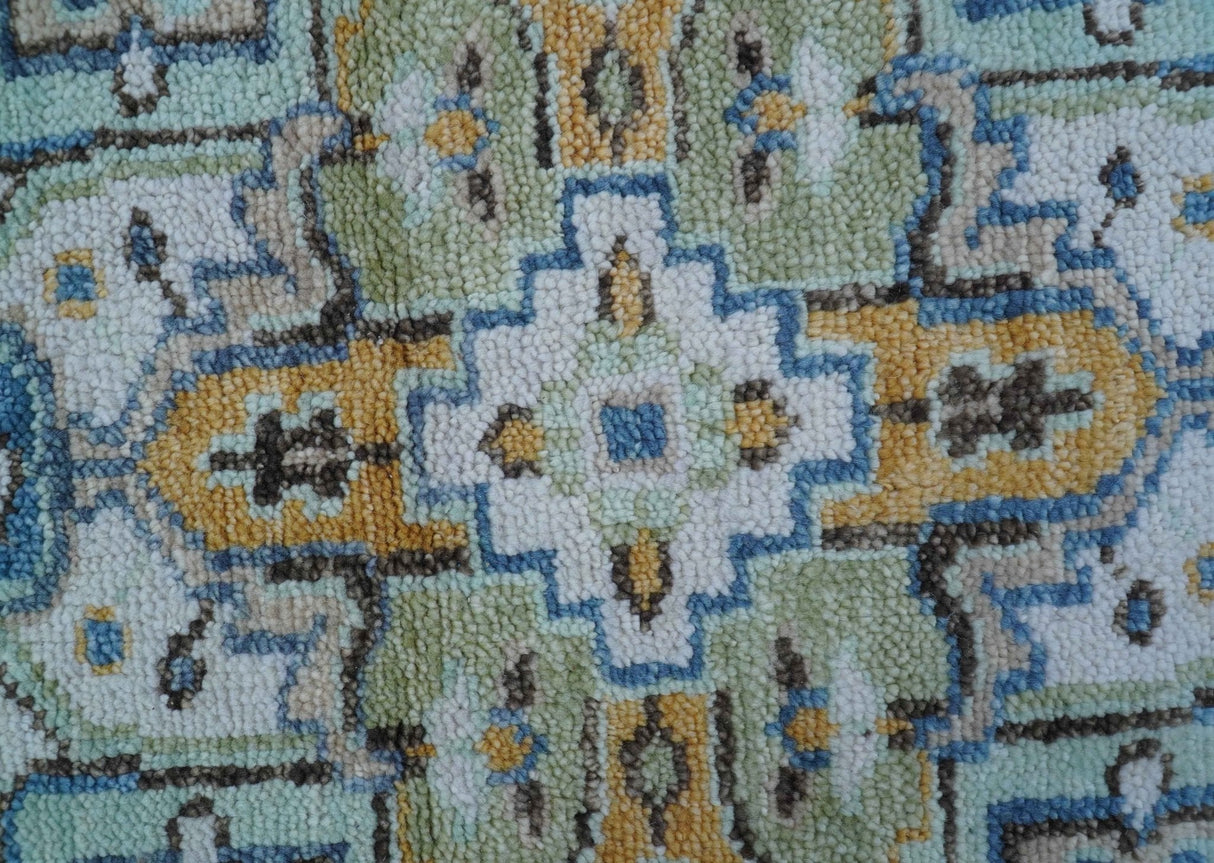 Ellie Hand Knotted Light Green And Ivory Turkish Design Wool Rug