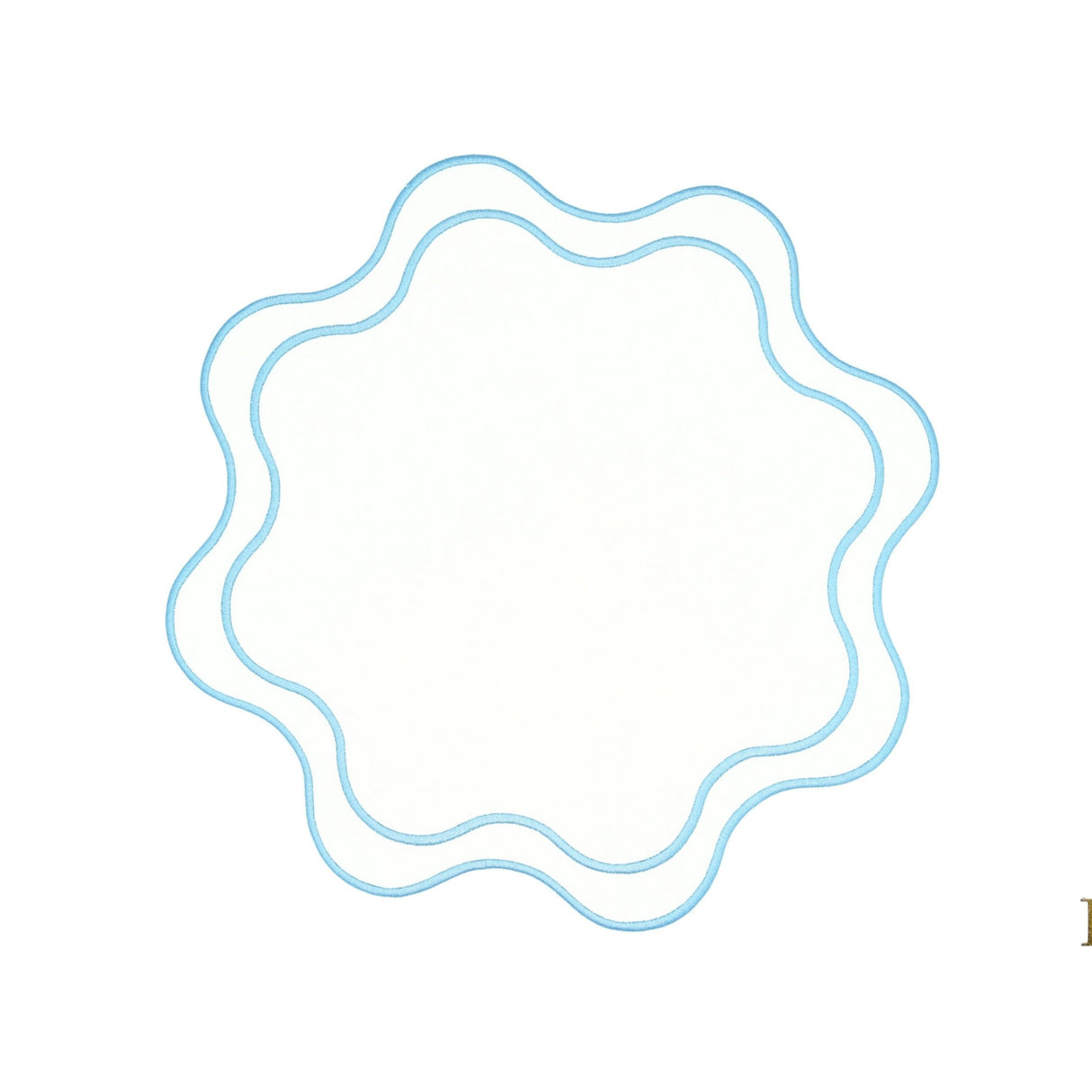 Haven White Wavy Edge Blue Trim Faux Leather Placemats