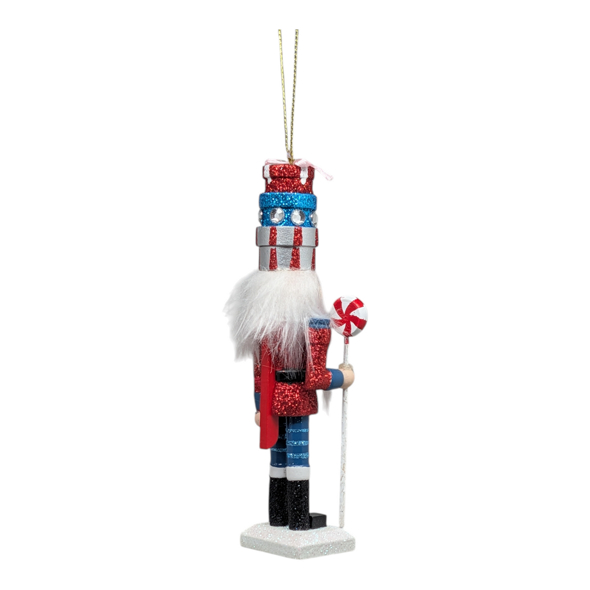 Hollywood 6 inch Wooden Nutcracker - Gift Hat Red/Blue
