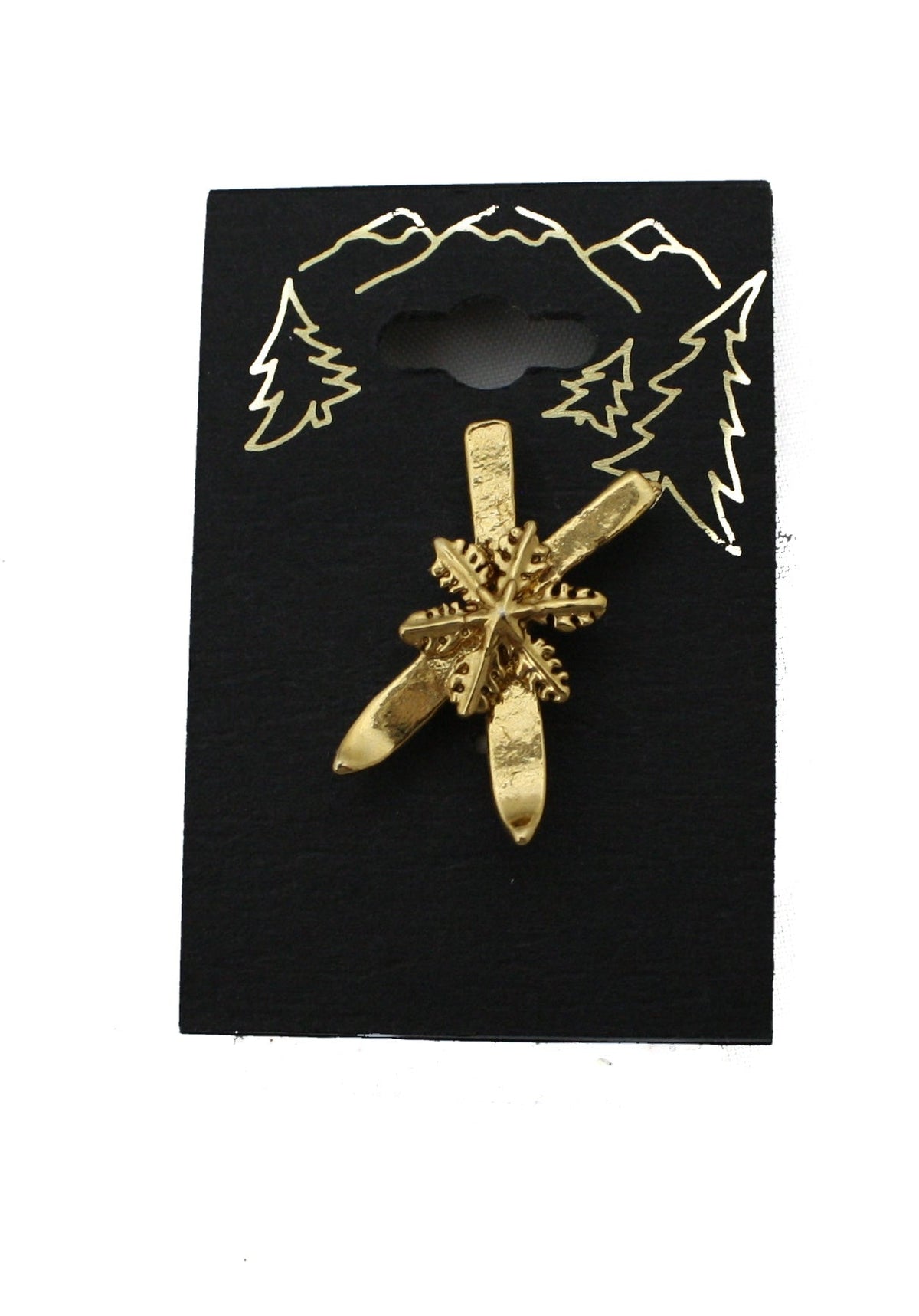 Snowflake Golden Skis Pin