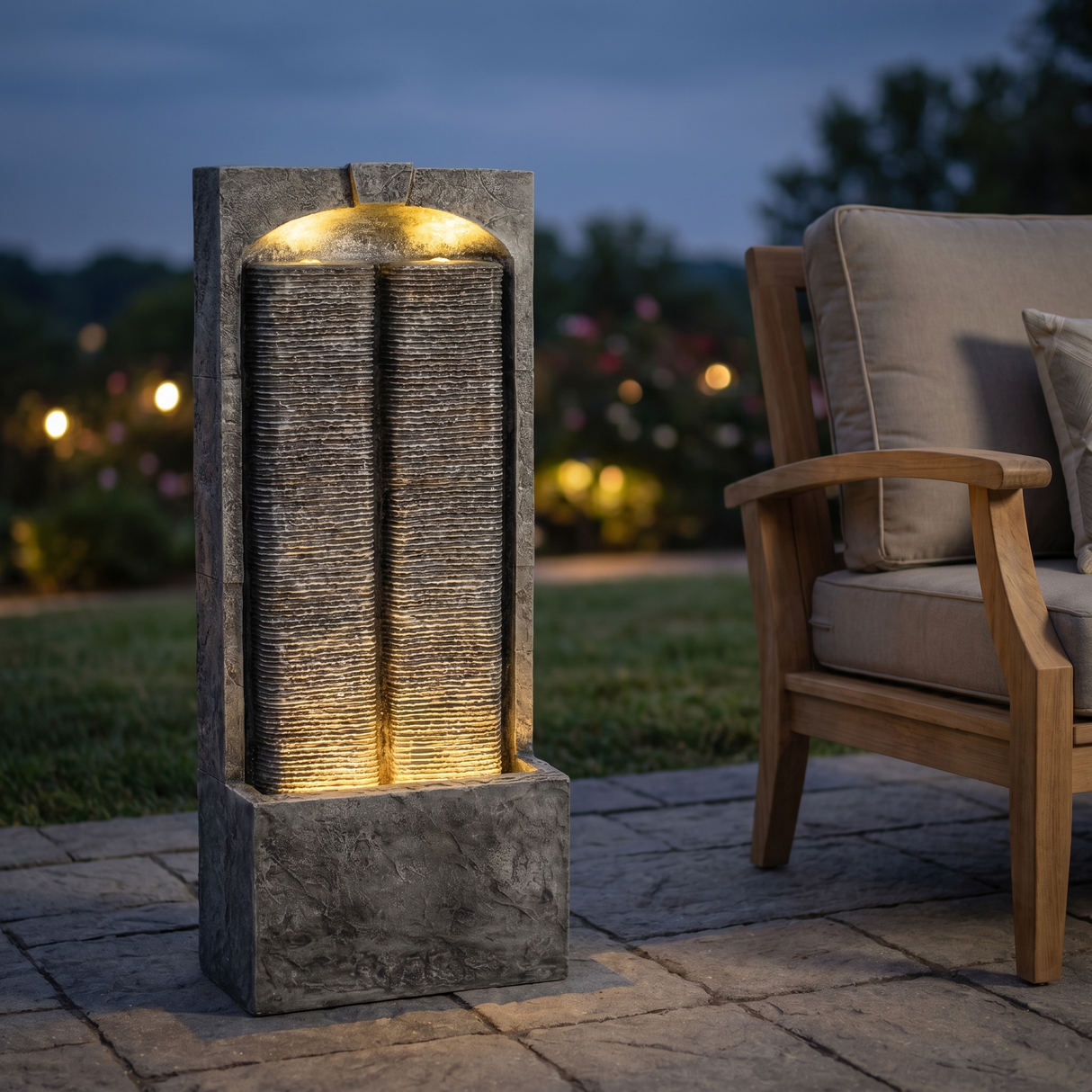 Cascading LED Outdoor Water Fountain - 39" H